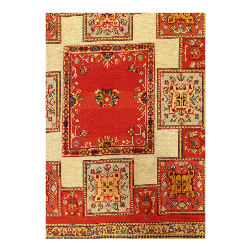 Tapis rouge à tissage plat unique 4 pi 11 po x 6 pi Fedra en rouge 2010