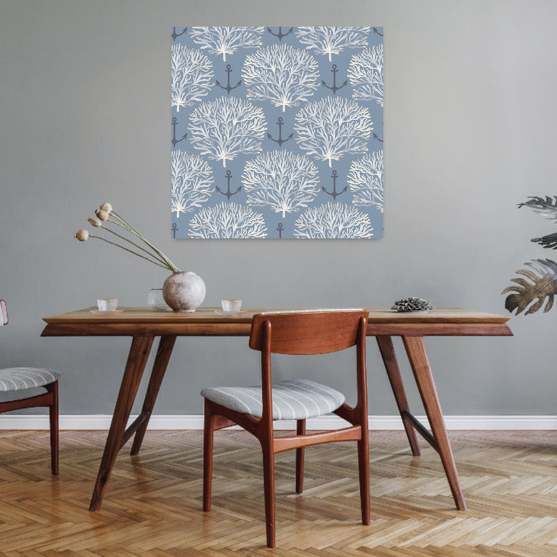 Nautical Coral Anchors Ocean Beach Wall Art Print 1 Piece Wrapped Canvas Wall Art, 81.28cm H x 81.28cm W