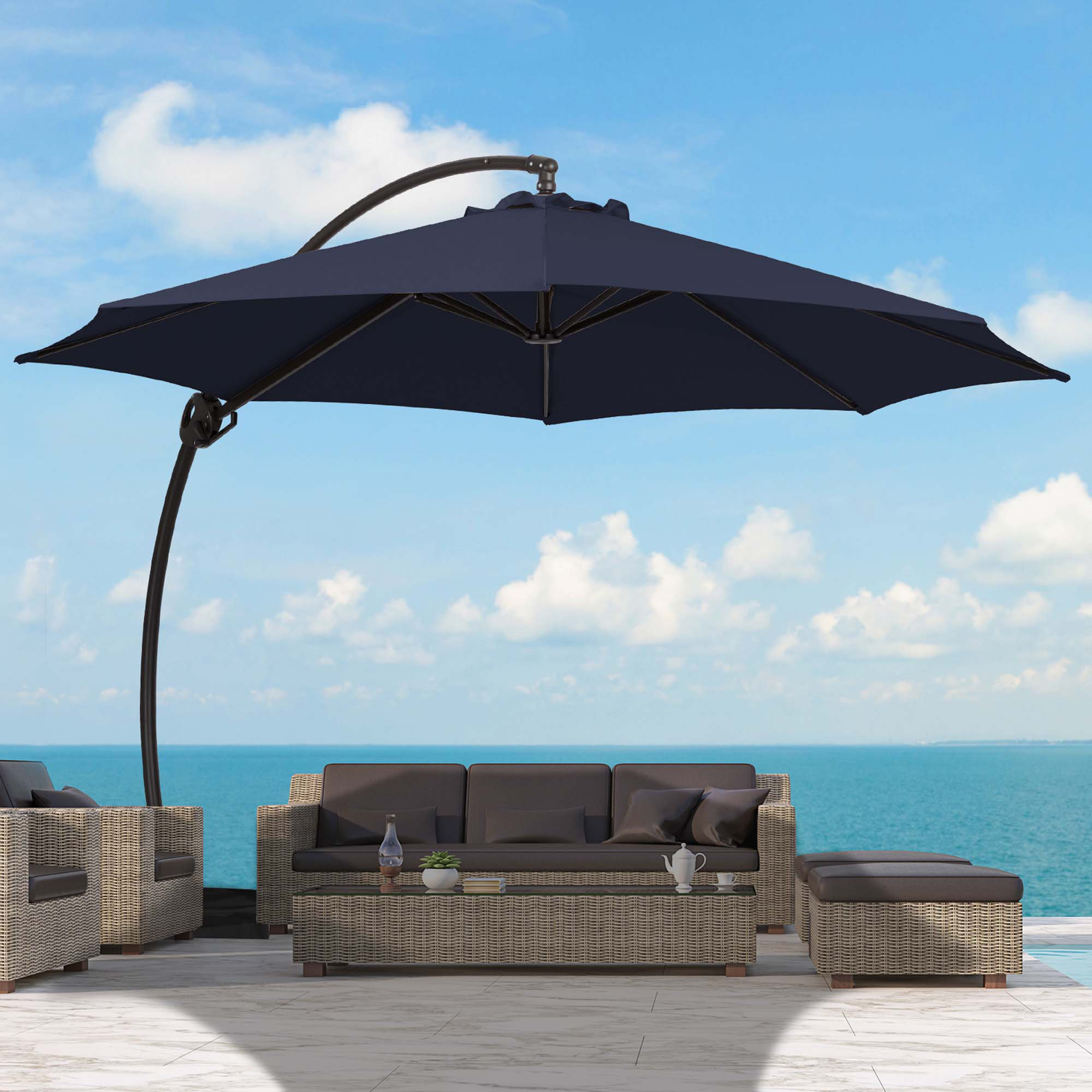 Arlmont & Co. Bersa Curvy Cantilever Umbrella with Sandbag
