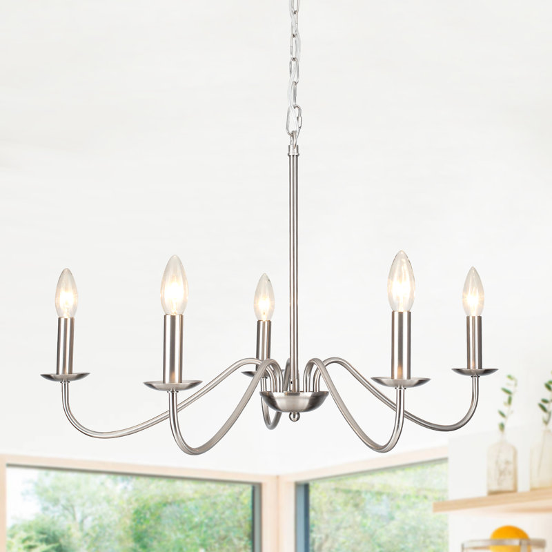 Valerie 5 - Light Candle Style Classic Chandelier, Black/Gold