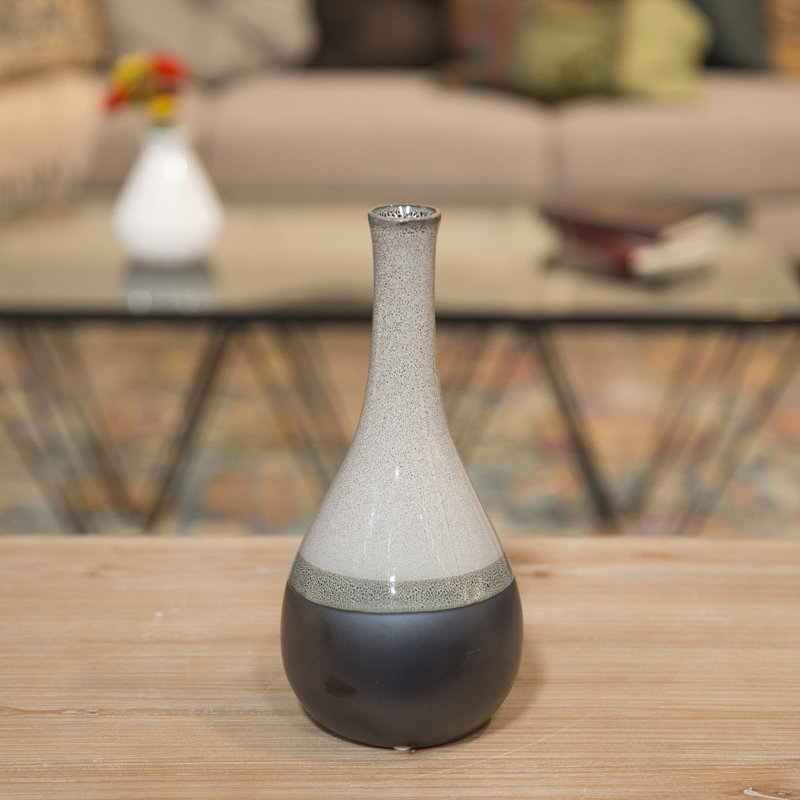 Perrodin Stoneware Table Vase, 11.25" H x 5.25" W x 5.25" D, Gray
