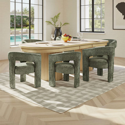 Ensemble de salle à manger à piédestal double 102 po Auden - table naturelle avec chaises Forest