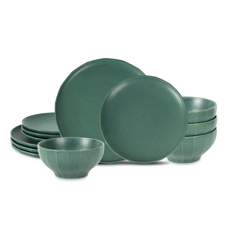 Stone Lain Rio 12-Piece Dinnerware Set Stoneware, Green