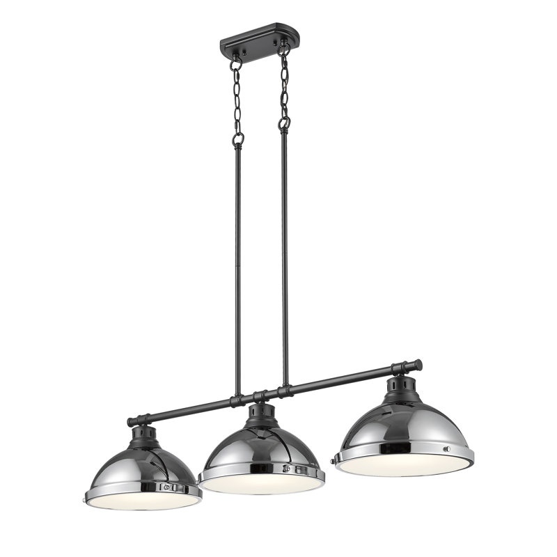 Laramy 3-Light Linear Pendant, Matte Black, Chrome