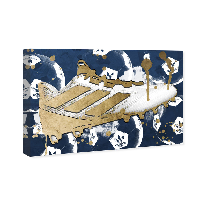 Crampons de soccer bleu marine par Oliver Gal - Impression sur toile, H 30 po x l 45 po, Toile tendue