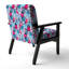 Fauteuil d'appoint rembourré à motifs géométriques bleu et rouge