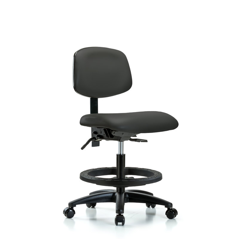 Lyra Vinyl Drafting Chair, Casters, Charcoal, Not Included