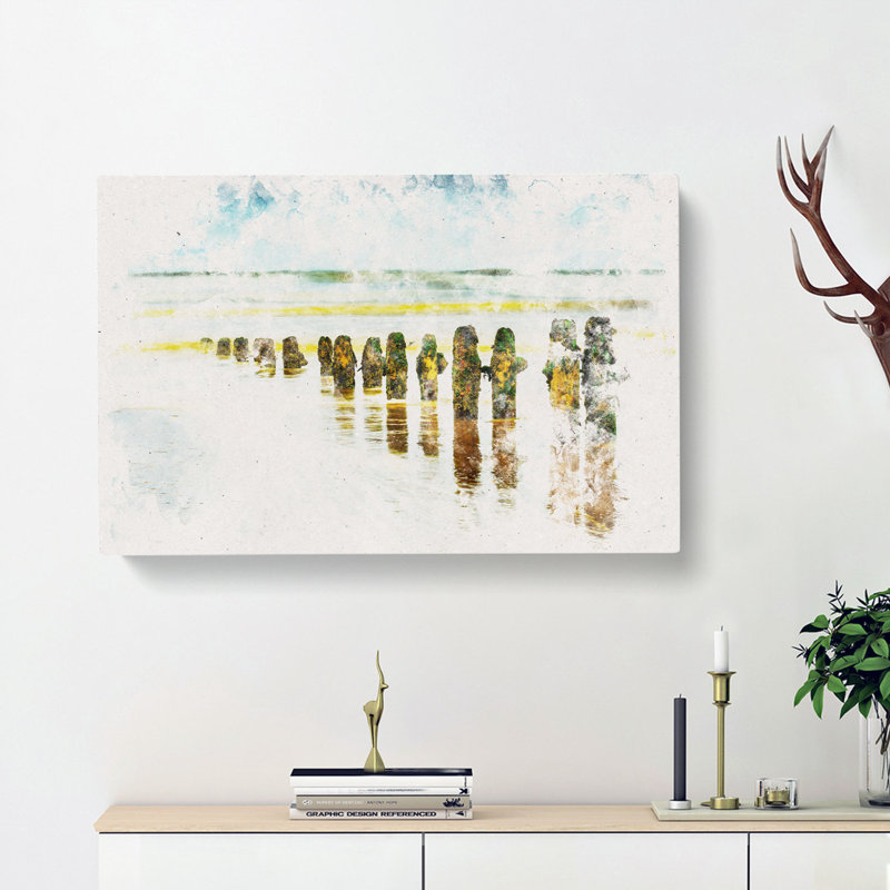 Groynes on Whitby Beach - Wrapped Canvas, 35cm H x 50cm W x 3cm D