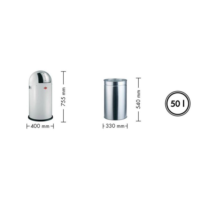 Pushboy 50L Bin, Dark Grey