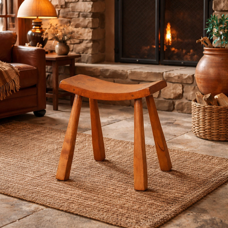 Canyon Lodge Solid Wood Saddle Stool