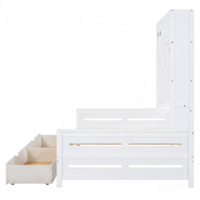 Latvina Versatile Wooden Daybed with Storage and Shelving, Wooden Daybed With 2 Drawers, And All-In-One Cabinet And Shelf by Latitude Run