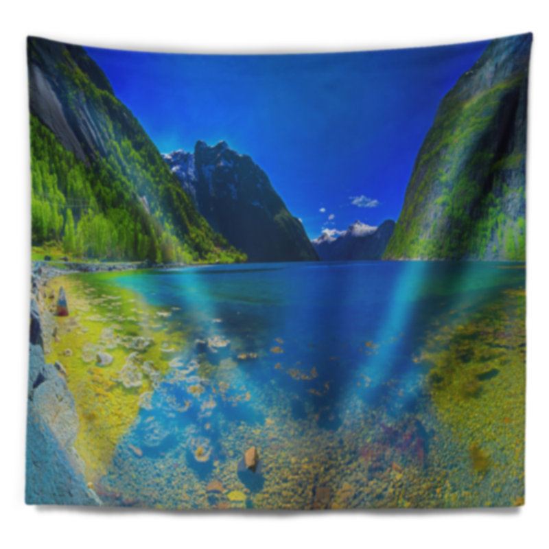 Vue panoramique en polyester du tapisserie fjord norvégien avec accessoires suspendus inclus, H 32 po x l 39 po