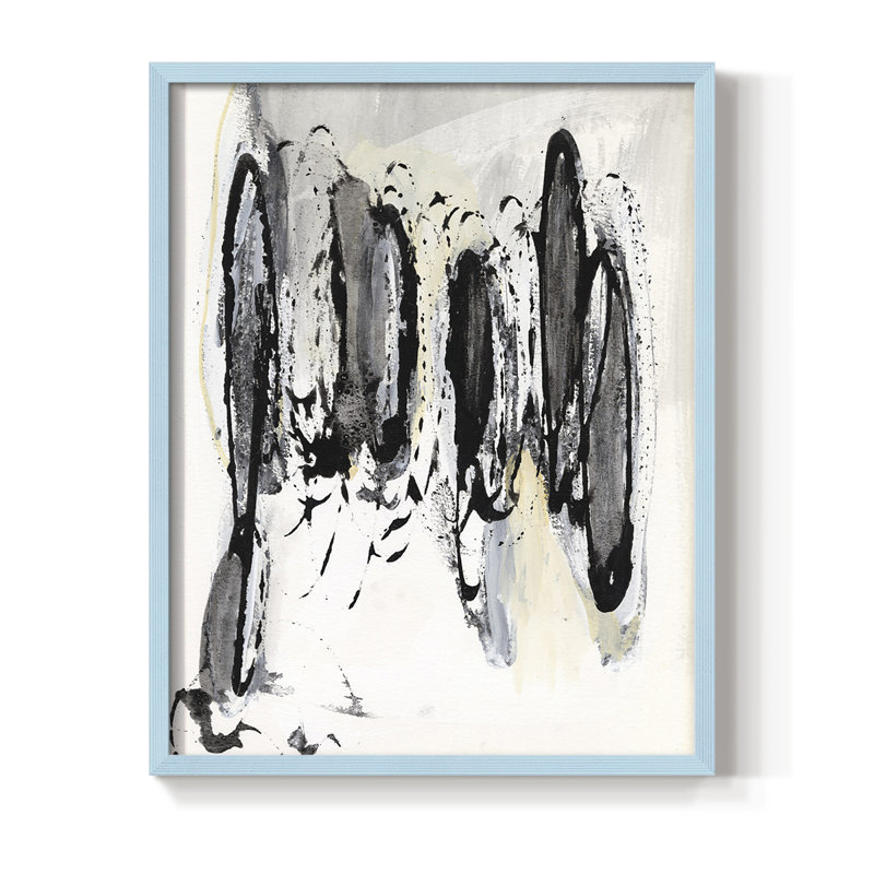 Grey Scribbles I Framed Print - Solid Wood, Blue, 10" H x 8" W