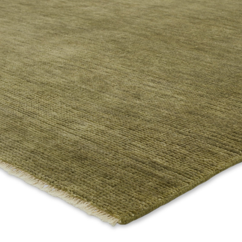 Jaipur Living Origin SAG16 Handknotted Solid Olive Green Area Rug (10'x14'), Rectangle 6' x 9'