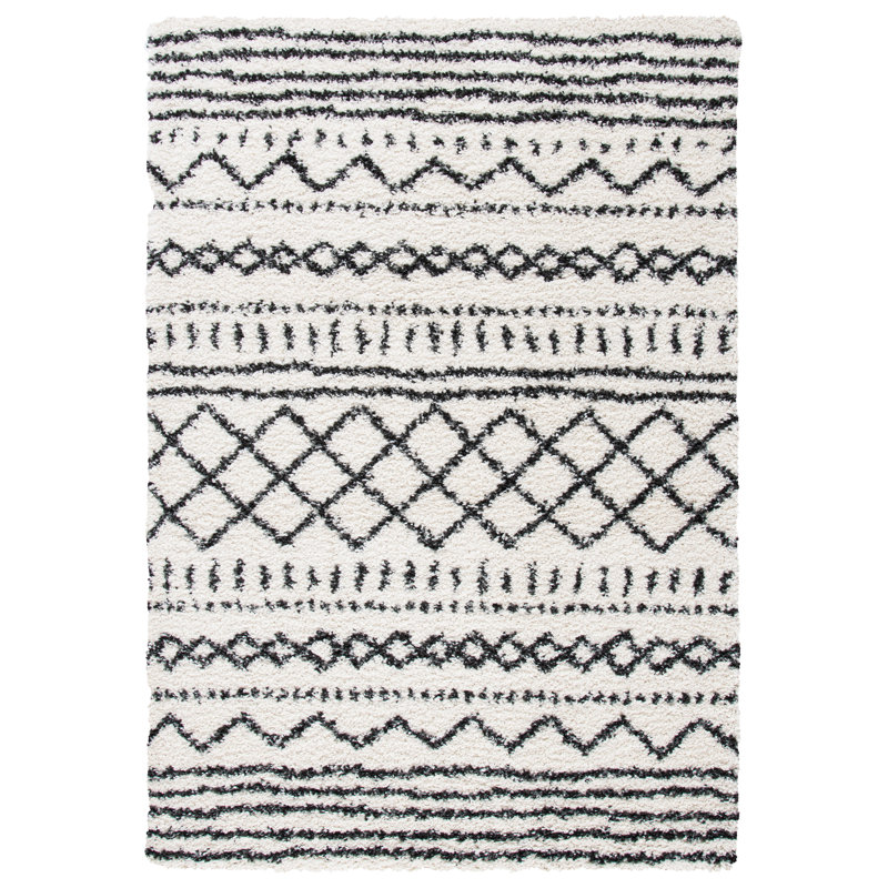 Develin Performance Chevron Rug, Rectangle 6'7" x 9'2", Ivory/Black