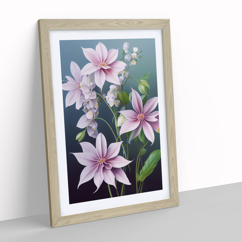 Pastel Flowers - Wall Art, 66cm H x 48cm W, Oak Framed