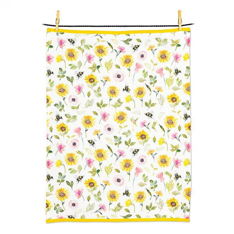 Torchon tournesols et abeilles