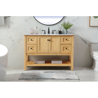 Bonsai 48 " W Freestanding Standard Free Standing 1 Single Vanity Bathroom Vanity With Carrara Marble Top