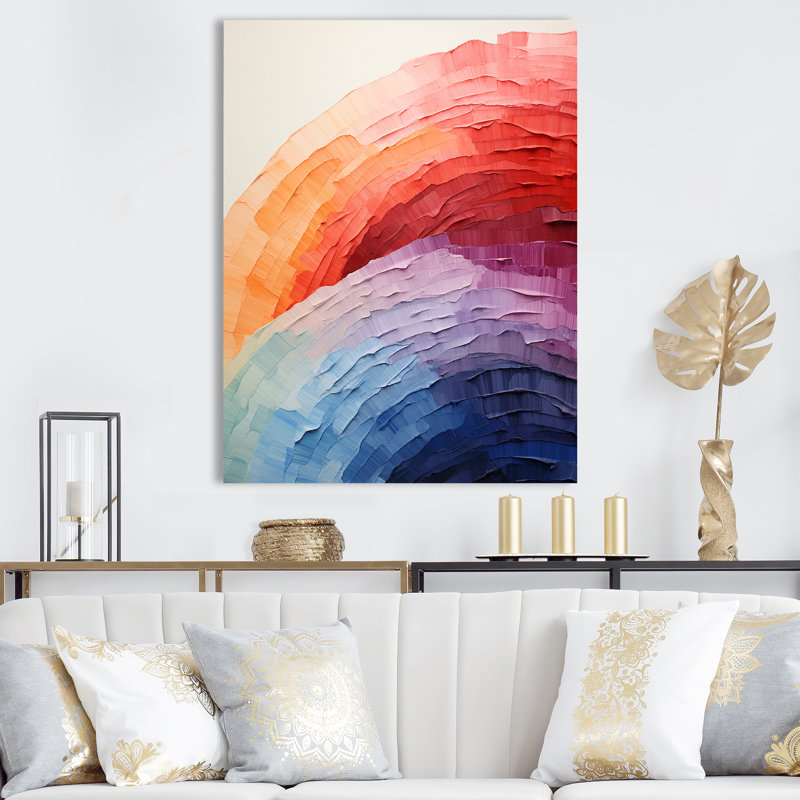 Minimalisme couleurs en harmonie I - art mural toile arc-en-ciel, Toile tendue, H 32 po x l 16 po x P 1 po