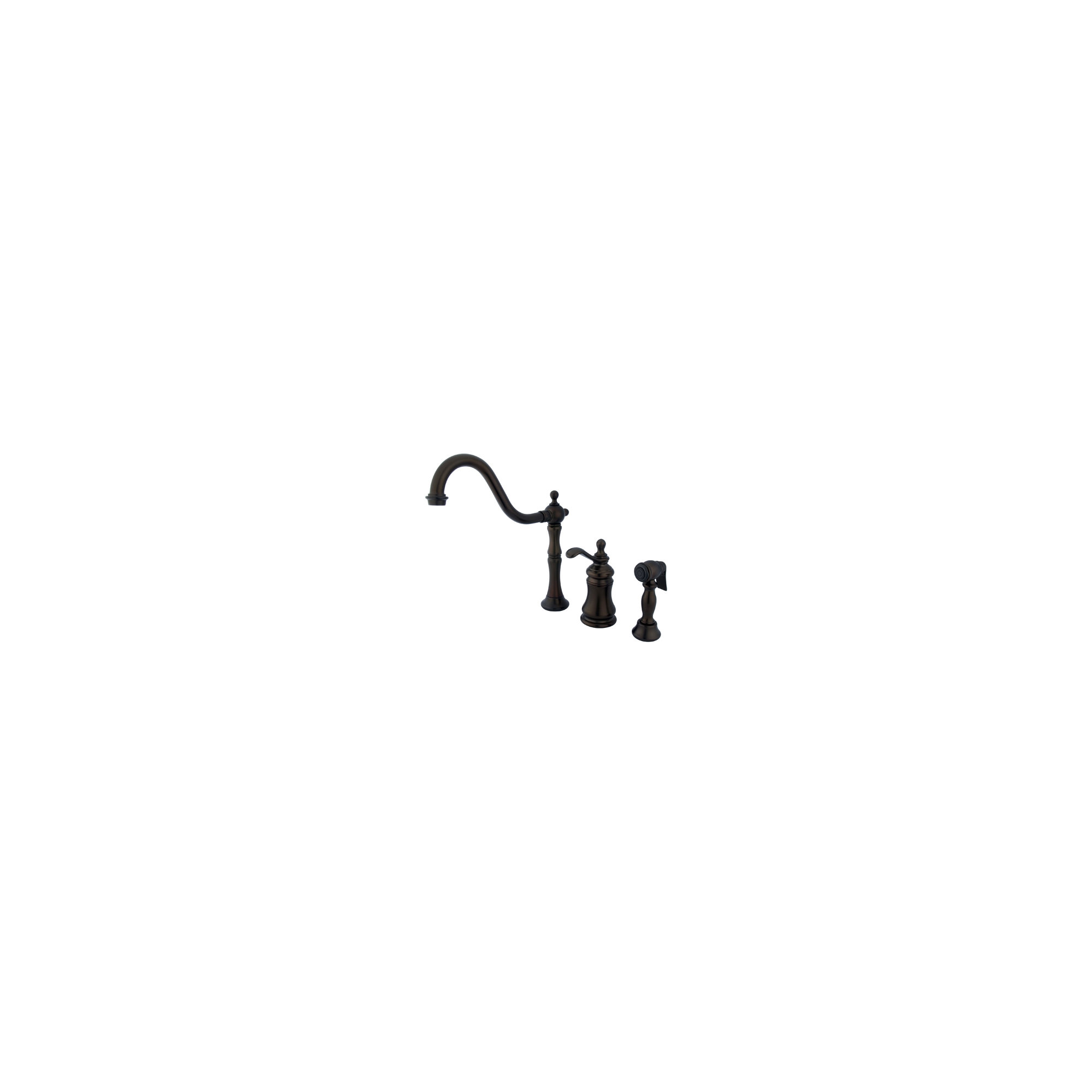 Kingston Brass Templeton Single-Handle 3-Hole Widespread Kitchen Faucet with Brass Sprayer, Oil Rubbed Bronze