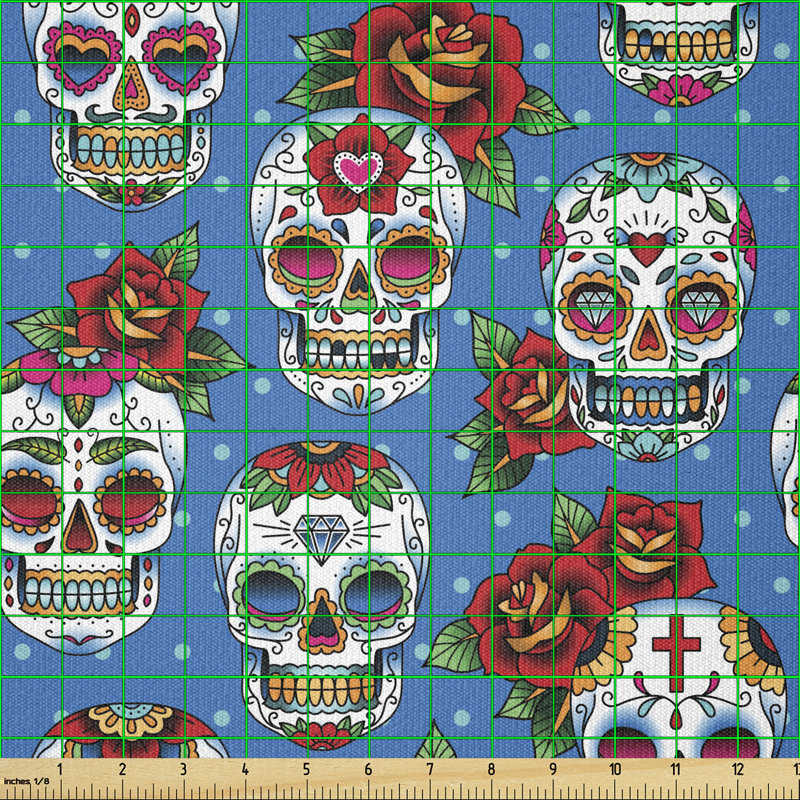 Decari Mexican Skulls and Roses Multi-Purpose Fabric