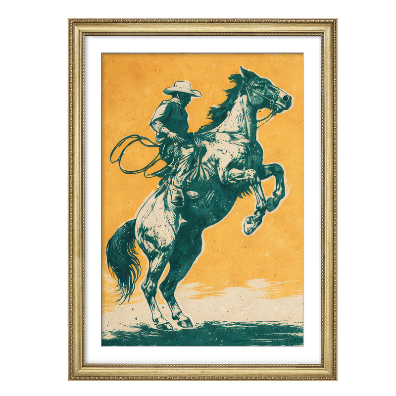 "Western Cowboy Riding Horse", décoration murale de style rétro pour salon, 26 po x 36 po, H 36 po x l 26 po