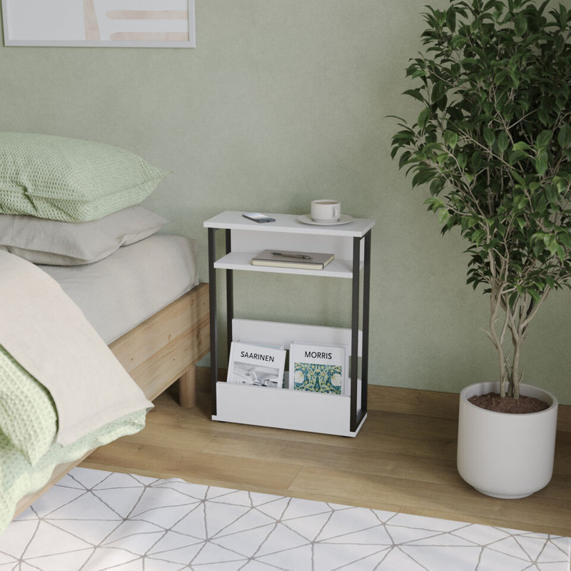 Ancika Solid Wood End Table, White