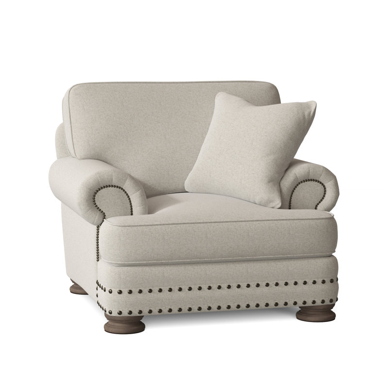 Foster 46" Wide Armchair, Cream Linen 1429-002, Antique White