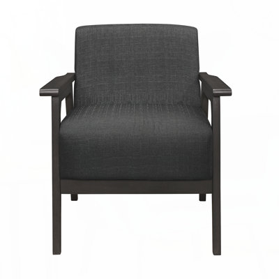 Chaise d'appoint rembourrée en tissu gris foncé et bois d'hévéa massif gris antique