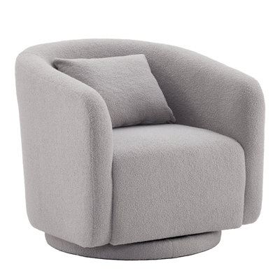 Boucle Polyester Upholstered Swivel Armchair