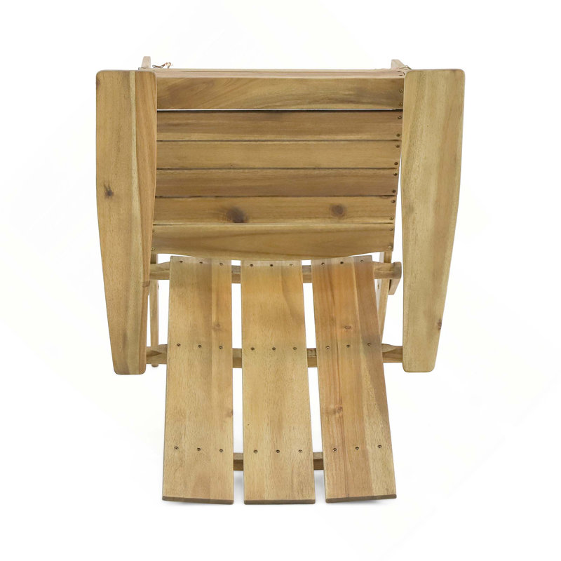 Chaises Adirondack pliables en bois massif rustique pour l'extérieur pour la cour, la terrasse et le jardin, Natural