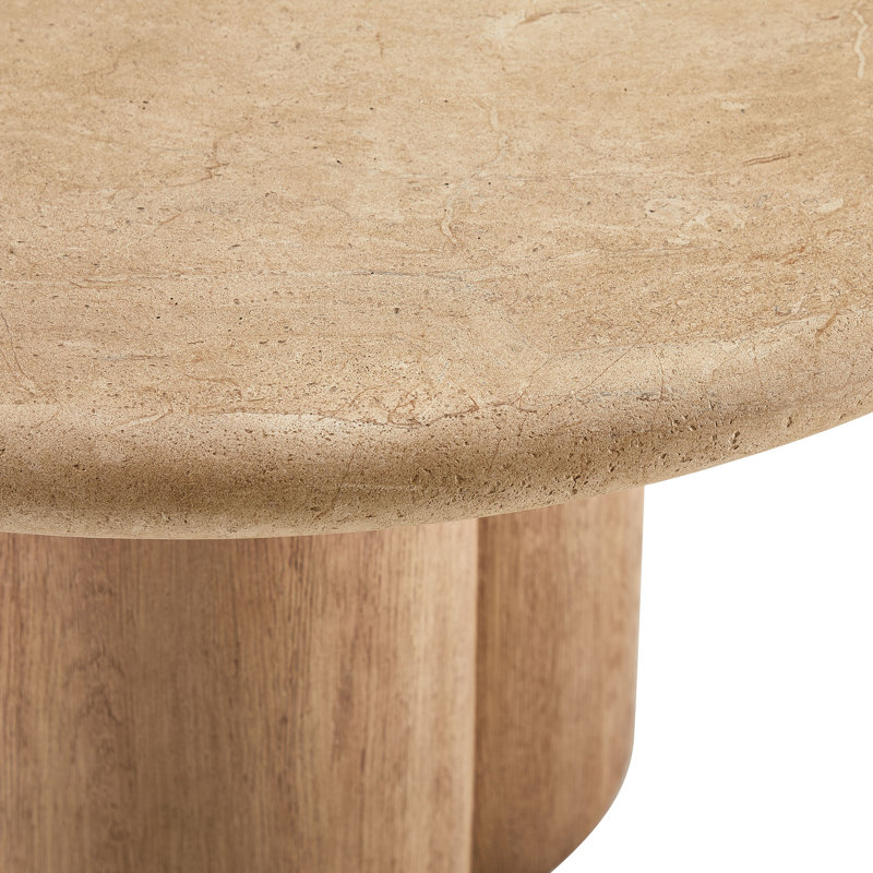 Table d'appoint ronde et intérieure en travertin 20 po Tori, Travertin
