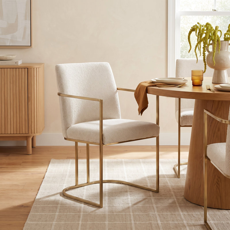 Caddo Upholstered Arm Chair, Cream Performance Basketweave