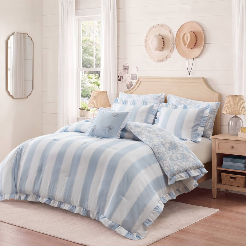 6 PCS Full/Queen Comforter Set, Blue