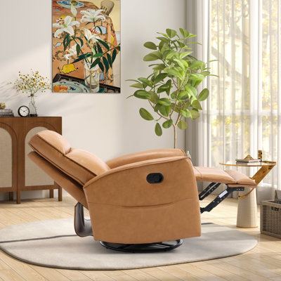 30.7'' Wide Modern and Overstuffed Soft Vegan Leather Manual Swivel and Rocker Recliner