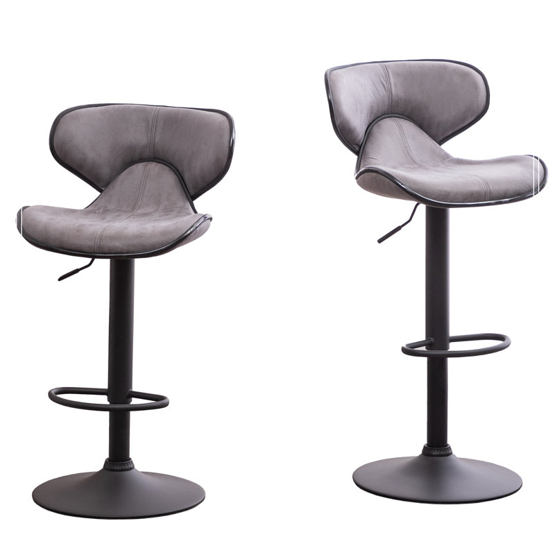 Ensemble de 2 tabourets pivotants réglables Masaccio avec base chromée Airlift, Gris