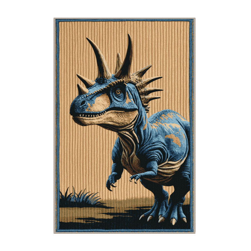 Tapis brun dinosaures lavable à la machine, Rectangle 8 pi x 10 pi