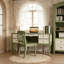 Bureau vintage en bois massif vert et blanc peint à la main