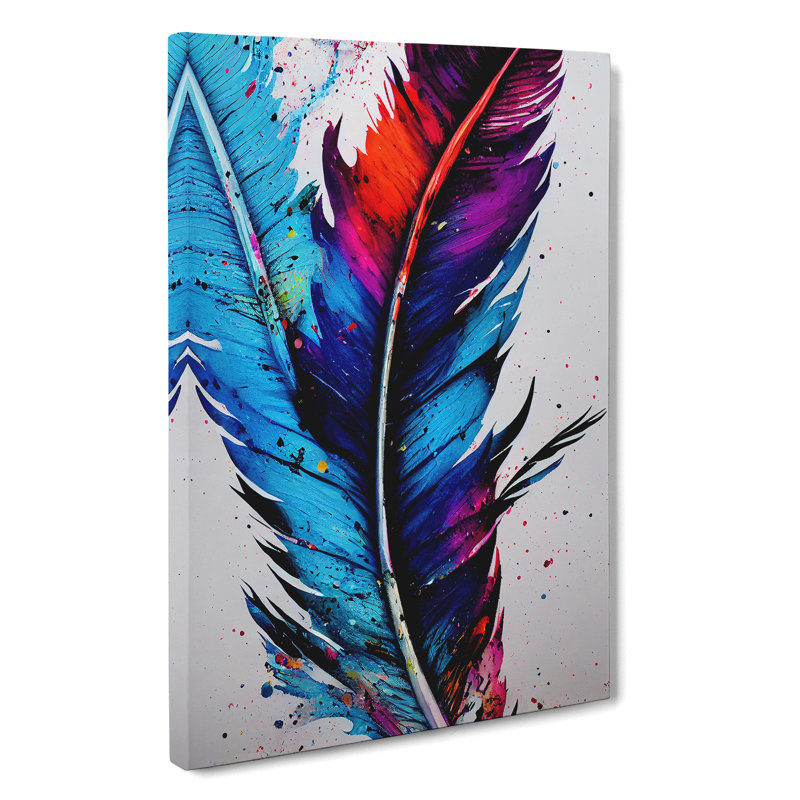 Feathers Splashed No.5 - Wrapped Canvas, 50cm H x 35cm W x 3cm D