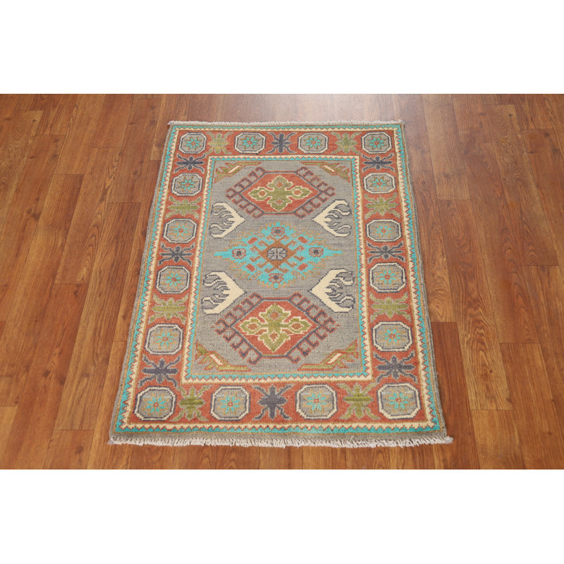 Grey Kazak Oriental Accent Rug 2x3