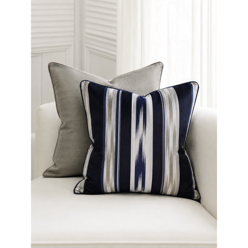 Kutnu Large Ikat Pattern Pillow, Deep Navy