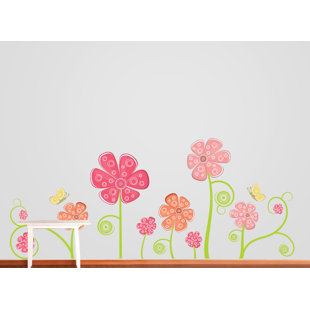 Décalcomanie murale fleur et papillon