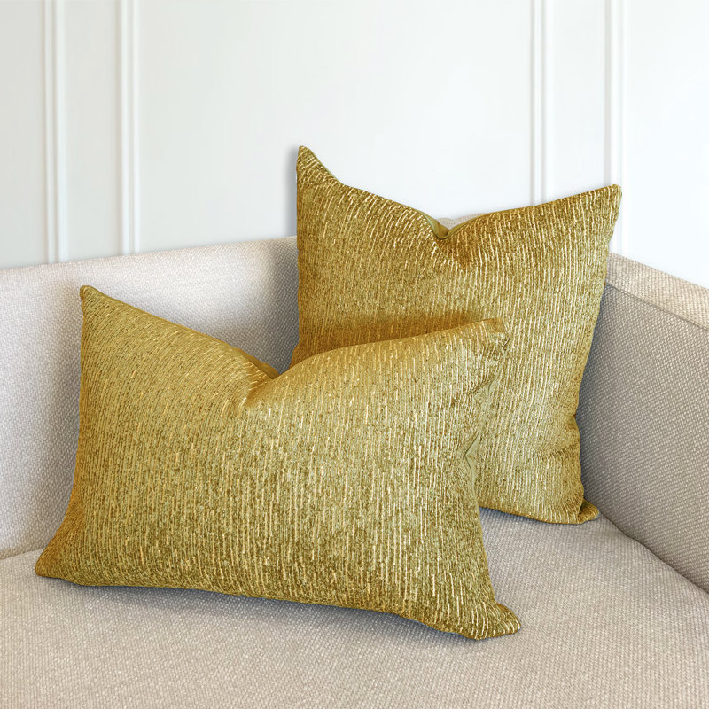 Striped Feather Throw Pillow, Gold