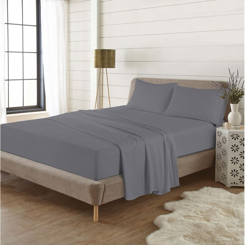Rebrilliant 100% Cotton Flat Sheet, King, Grey