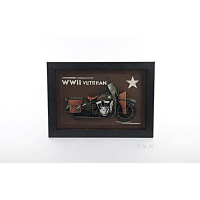 WWII Harley Motorcycle Wall Sculpture