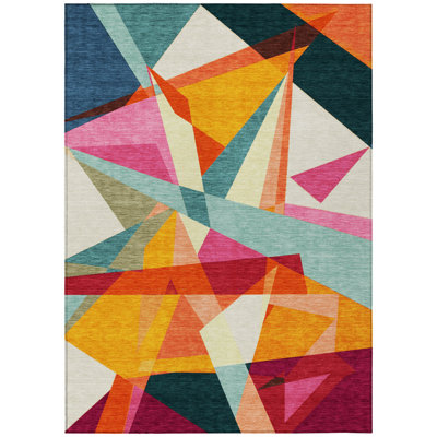 Aelas Ivory Washable Indoor-Outdoor Rug - LOOMLAN