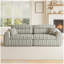 Canapé tissé à compression en chenille rayée, canapé compact à rangée droite avec éponge haute densité, canapé économiseur d'espace requis sans assemblage pour salon, appartement, bureau (blanc et sauge)-829285007