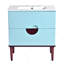Ensemble de meuble-lavabo 30 po avec lavabo en céramique, meuble de rangement moderne avec cadre en bois et 2 tiroirs, bleu