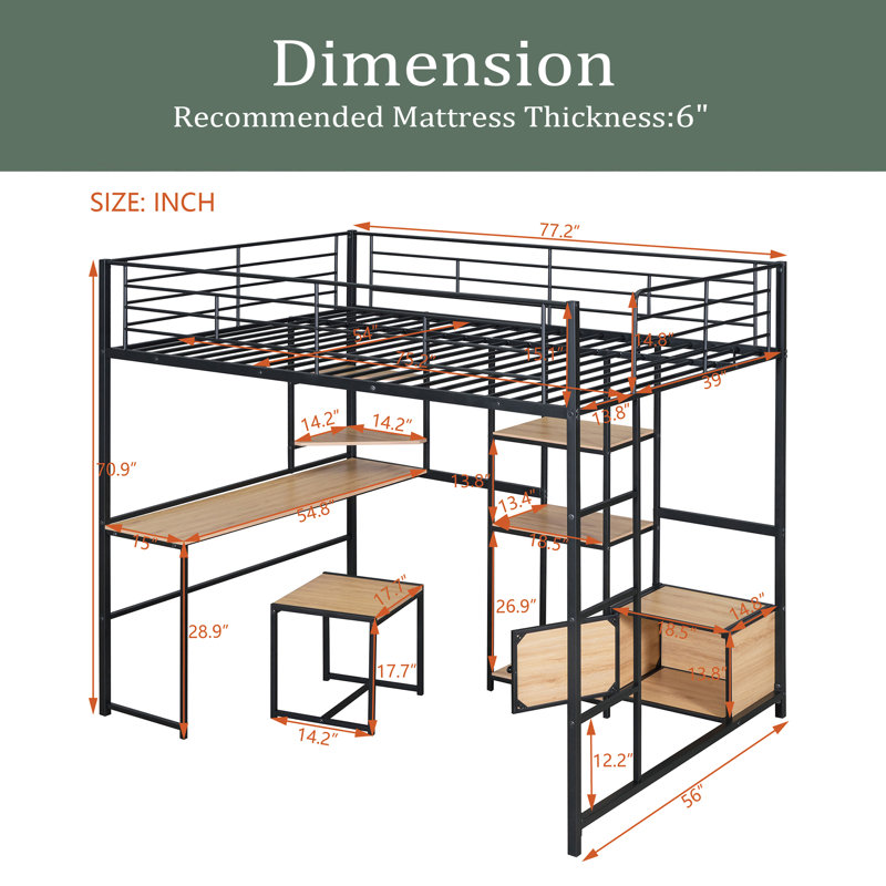 Lit mezzanine double Dallan Kids, Noir