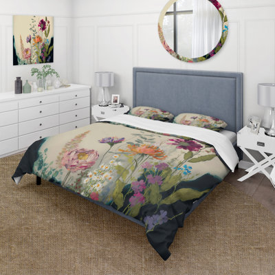 Ensemble de housse de couette Painted Blossoming Wildflowers I BeddingMicrofiber / Polyester